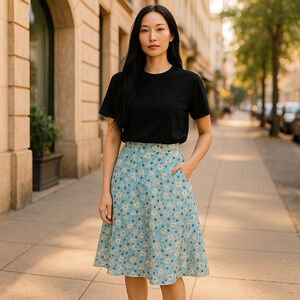 No Boundaries Blue Daisy Print Mini Skirt Size Large (11-13) Spring Summer